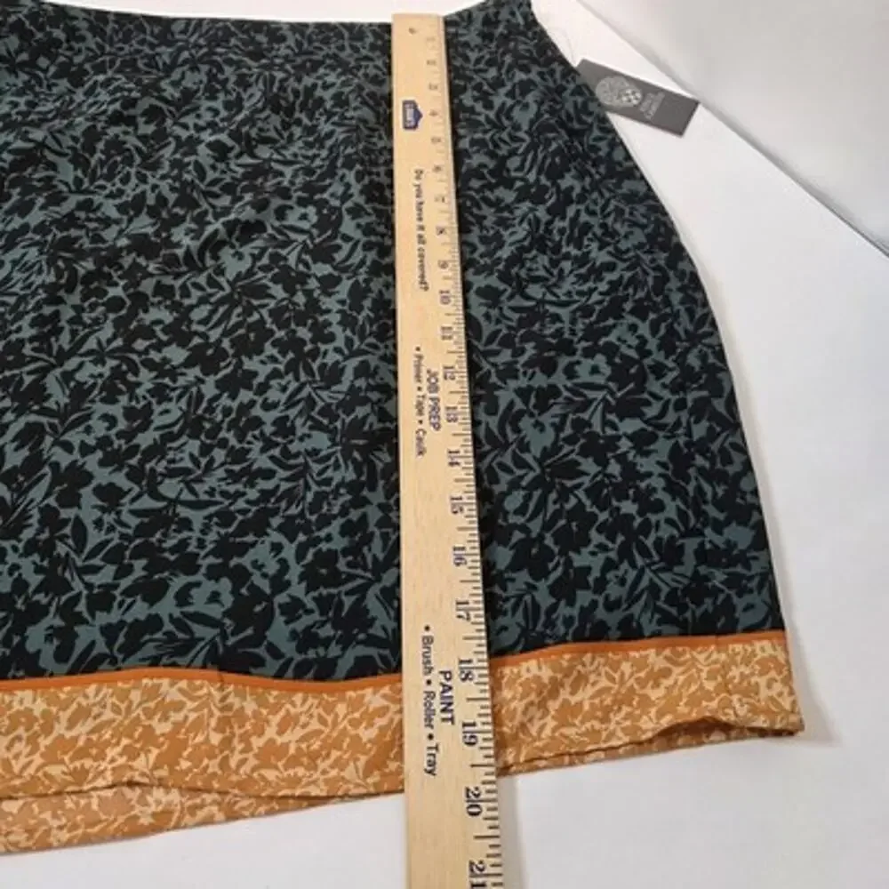 Vince Camuto Womens SZ 14 Green Black Floral Pencil Skirt Orange Trim Lined NWT